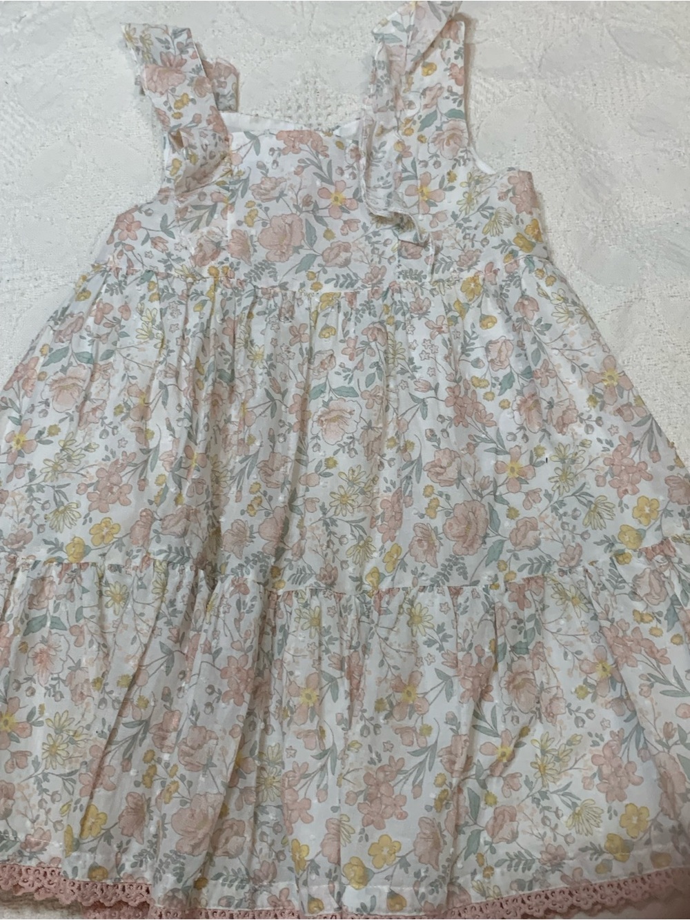 Catherine Malandrino Girls White Floral Ruffle Sundress - Charming Spring Print